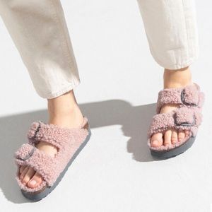 Birkenstock Pink Fuzzy Sandals